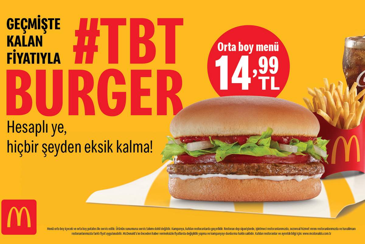McDonald’s’tan geçmişte kalan fiyatıyla yepyeni menü: #TBT Burger